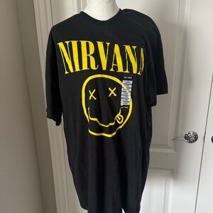 NIRVANA Black Short-Sleeve Tee with Yellow Logo